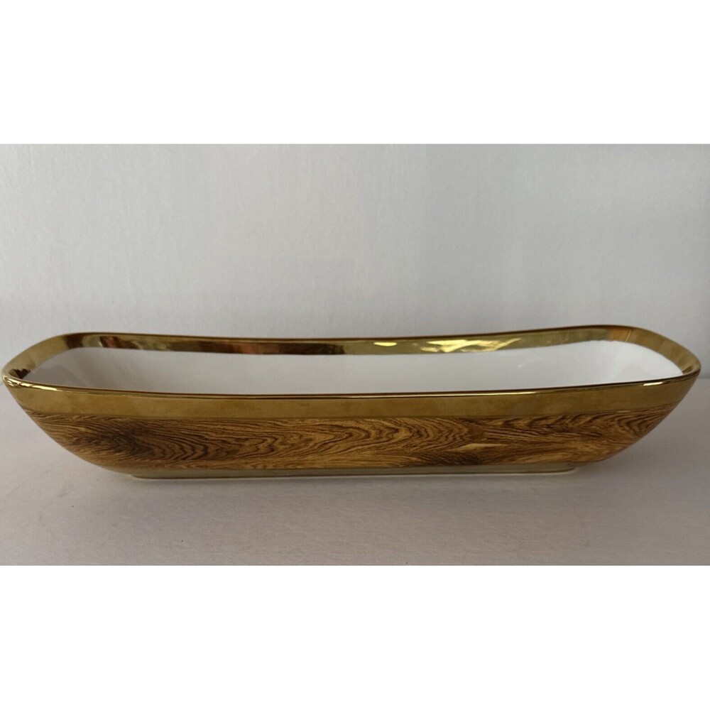 Pampa Bay  Madera Deep Rectangular Server 14 × 4 × 2” Oven/Dishwasher Gold Rim